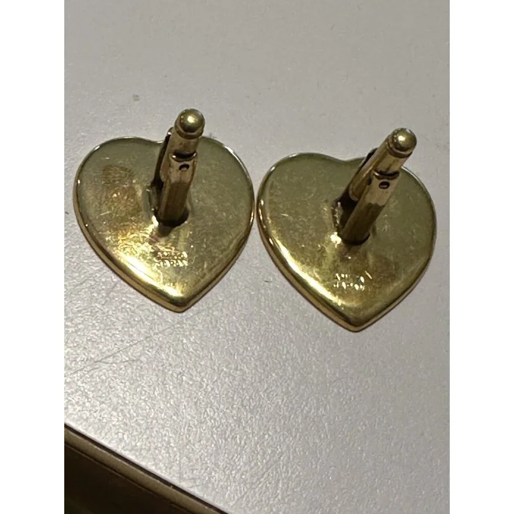 Japanese Damascene Goldtone/ Black Cufflinks AMITA Japan Heart Wedding Mountain